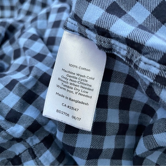 Talbots Black and Blue Gingham Print Blouse Size XS - Picture 4 of 4